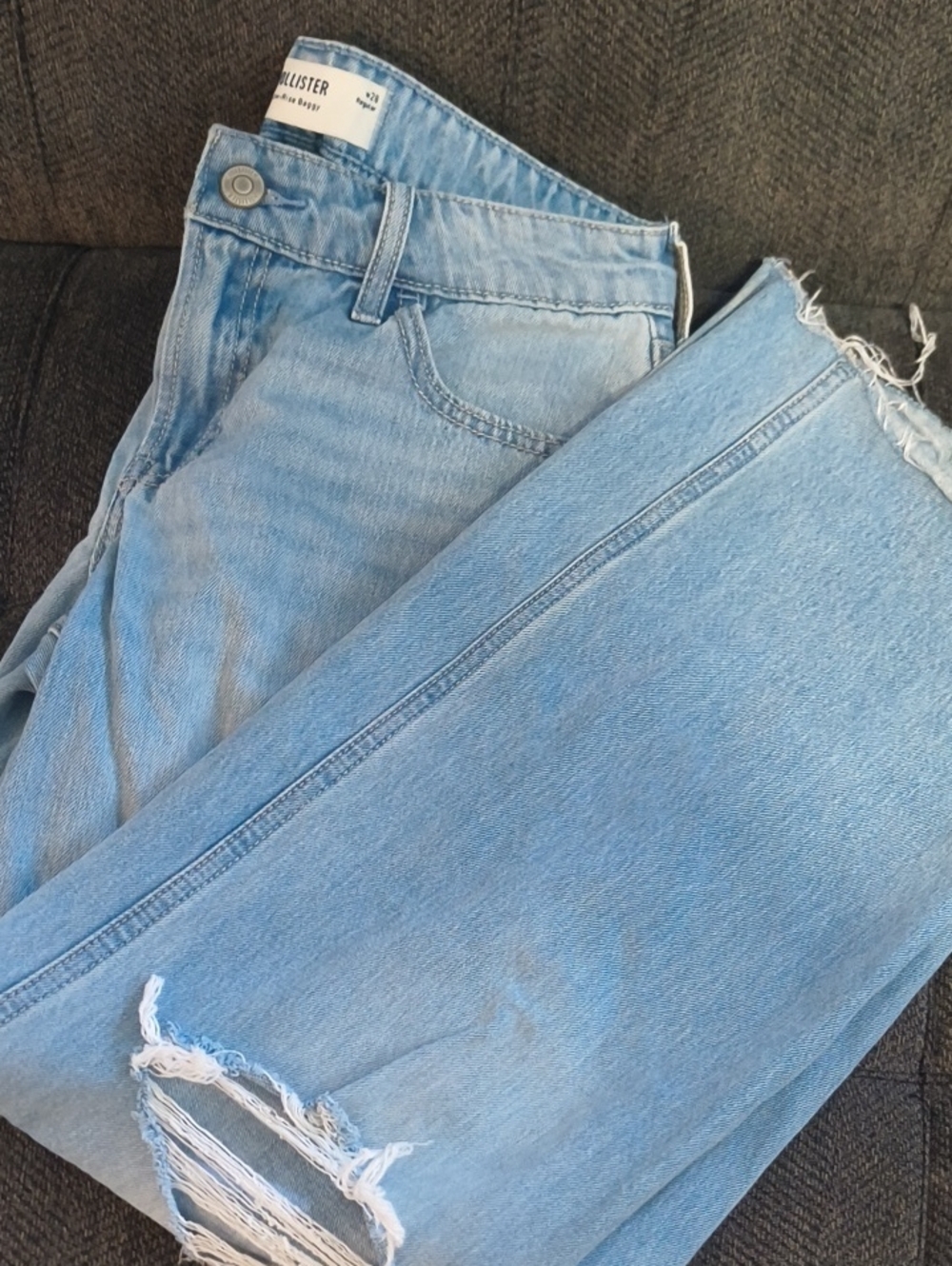 Hollister Light Blue Straight Leg Distressed Jeans